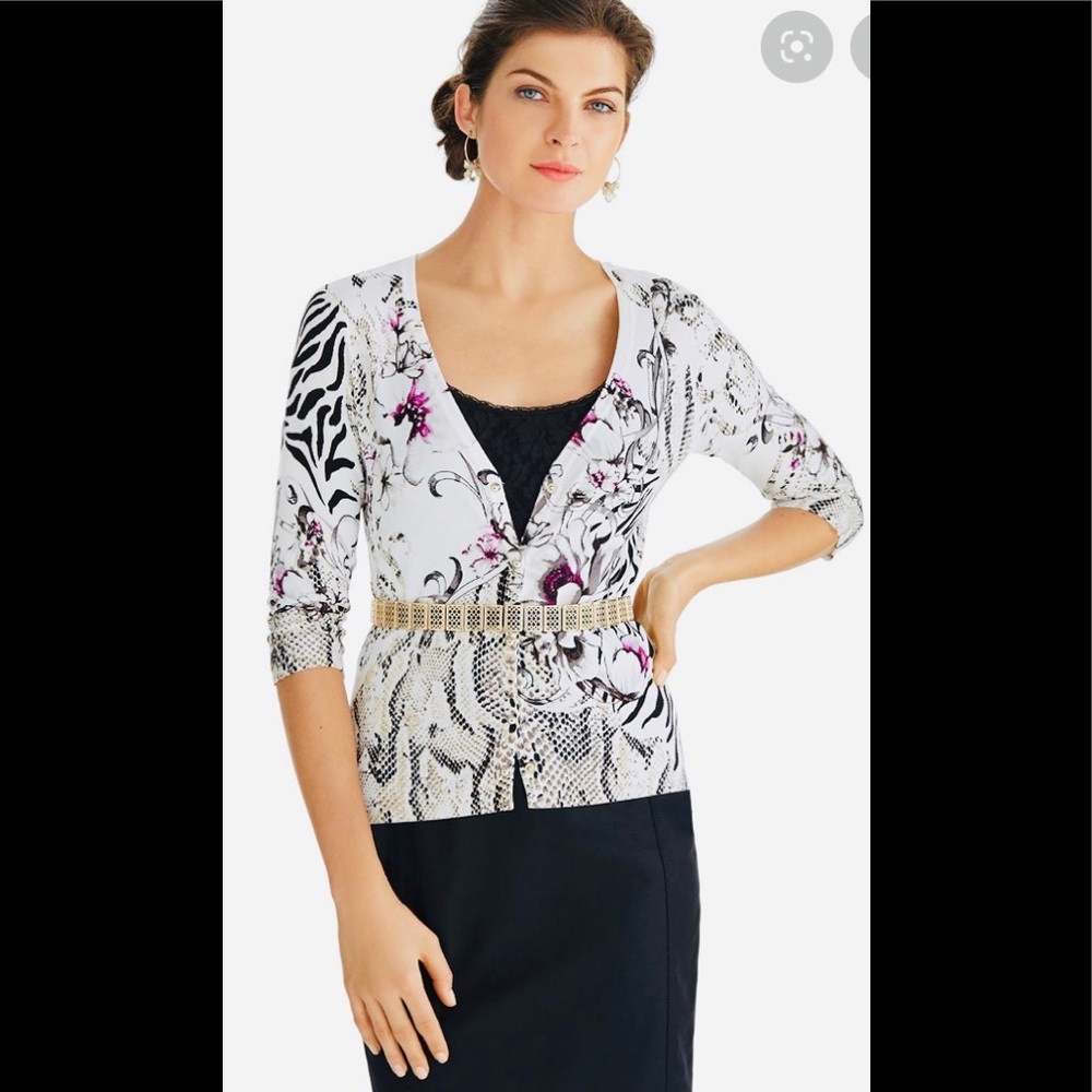 WHBM size medium mix snake print sweater cardigan